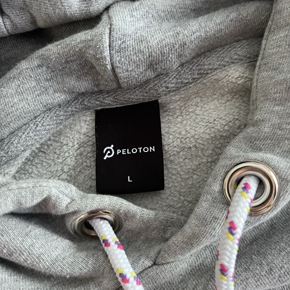 Peloton Men's Hoodie Size L Gray Pullover Logo Drawstring Activewear Cotton - Picture 7 of 14